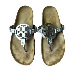 Tory Burch Miller Cloud Sandal In Silver Size 7.5